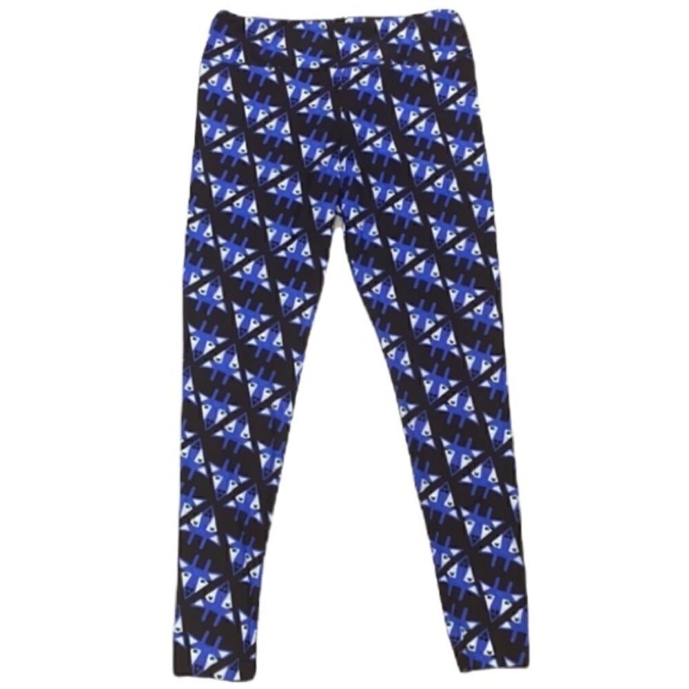 Lularoe Blue Fox leggings Black/Royal Tall/Curvy